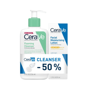 CERAVE HIDRATANTNA NJEGA ZA LICE SPF 50 52 ML + PJENUŠAVI GEL ZA ČIŠĆENJE 236 ML