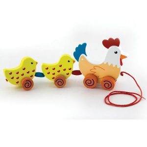 VIGA IGRAČKA NA POVLAČENJE KOKOŠKA I PILE